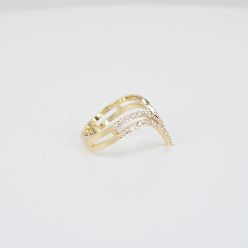 Sparkling White V-Shaped Vangi Finger Ring - South India Jewels